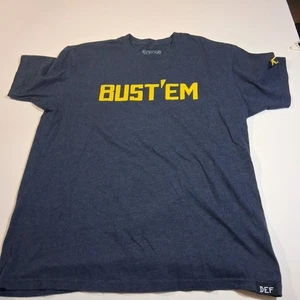 Men's DEFCOR Size XL Short Sleeve T-shirt Blue Crewneck Bust'em Gym Workout - Picture 1 of 3