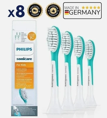 8x Philips Sonicare Kids 7+ Standard-Bürstenköpfe Schallzahnbürste HX6044 Neu~