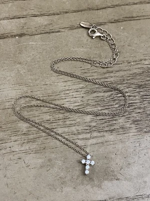 Designer Signed Berricle 925 Sterling Silver Cross Pendant Necklace Size 18” - Image 1 of 3