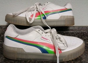 Women's 10 Puma Cali Neon Iced White/Pink/Dazzling Blue 373478-02 - Picture 1 of 8