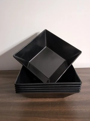 G.E.T. Melamine 7.75" Square Black Bowls ML-246 Set Of 6 - New - Image 1 of 4