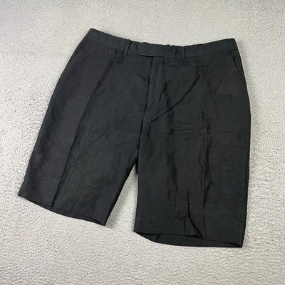 Pantalones Cortos Polo Ralph Lauren Para Hombre 38 Negro Lino Mezcla Seda 11" Entrepierna Bermudas Foto 1 de 4