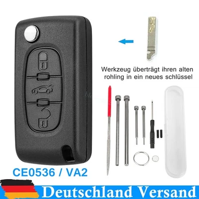 Klapp Schlüssel Gehäuse CE0536 VA2 für Peugeot 207 307 308 CC Expert Partner - Bild 1 von 4