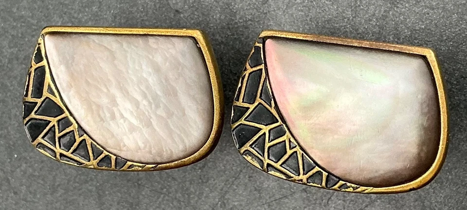 Manschettenknöpfe Goldfarben mit Perlmuttbesatz - Bild 1 von 3