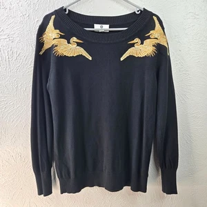 Altuzarra X Target Golden Goose Sweater Damen S Black Crane Preppy Pullover Oberteil - Bild 1 von 12