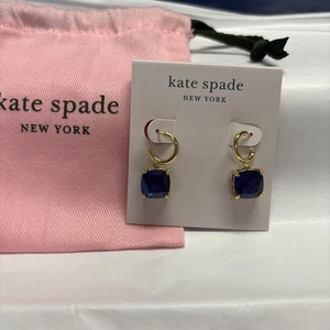 Kate Spade New York Enamel Large Square Studs Sapphire Earring - Picture 1 of 9