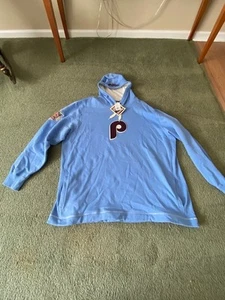 Felpa con cappuccio in pile Philadelphia Phillies Majestic Cooperstown Collection blu polvere - Foto 1 di 13