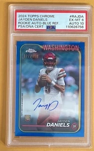 2024 Topps Chrome Jayden Daniels #RA-JDA Blue Refractor Rookie Auto 77/150 PSA - Picture 1 of 3