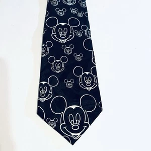 Disney Mickey Mouse Novelty Tie Black White Necktie Polyester 55” - Picture 1 of 3