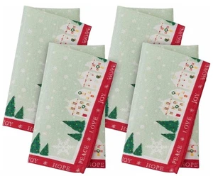 St Nicholas Square 18" Christmas Fabric Dinner Napkins 4 pack, "Peace Love Joy" - Picture 1 of 3
