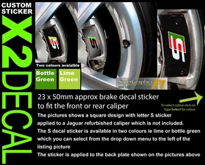 Calcomanía de pinza de freno pegatina como diseño cuadrado verde lima letra S XKR-S - Imagen 1 de 1