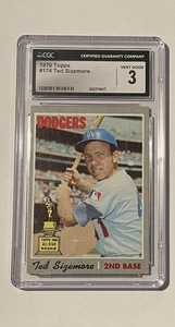 1970 Topps Ted Sizemore Rookie Card CGC Graded 3 Very Good - Picture 1 of 2