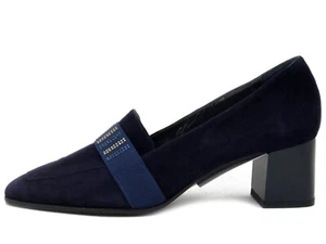 Mocassini Donna Pelle Camoscio Blu Tacco Medio SOFFICE SOGNO - Imagen 1 de 5