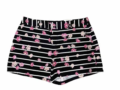 Elle Mujer Shorts 12 Rayas Floral tiro medio Negro Blanco Rosa Nuevo Con Etiquetas Foto 1 de 4