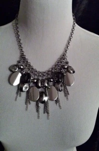 Premier Designs On The Fringe Hematite & Silver Necklace - Picture 1 of 1