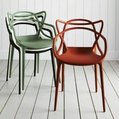 Set of 2/4 or 6 Modern indoor & outdoor Retro Dining Garden Master Style Chairs - Image 1 of 4
