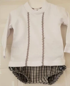 Spanish Baby Boy Grey Jam Pants and White Top Set / Outfit - Picture 1 of 1