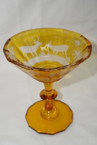 Moser Bohemian Amber Cut to Clear Martini Glass, 5 1/8" (#5) (G42) - Picture 1 of 9