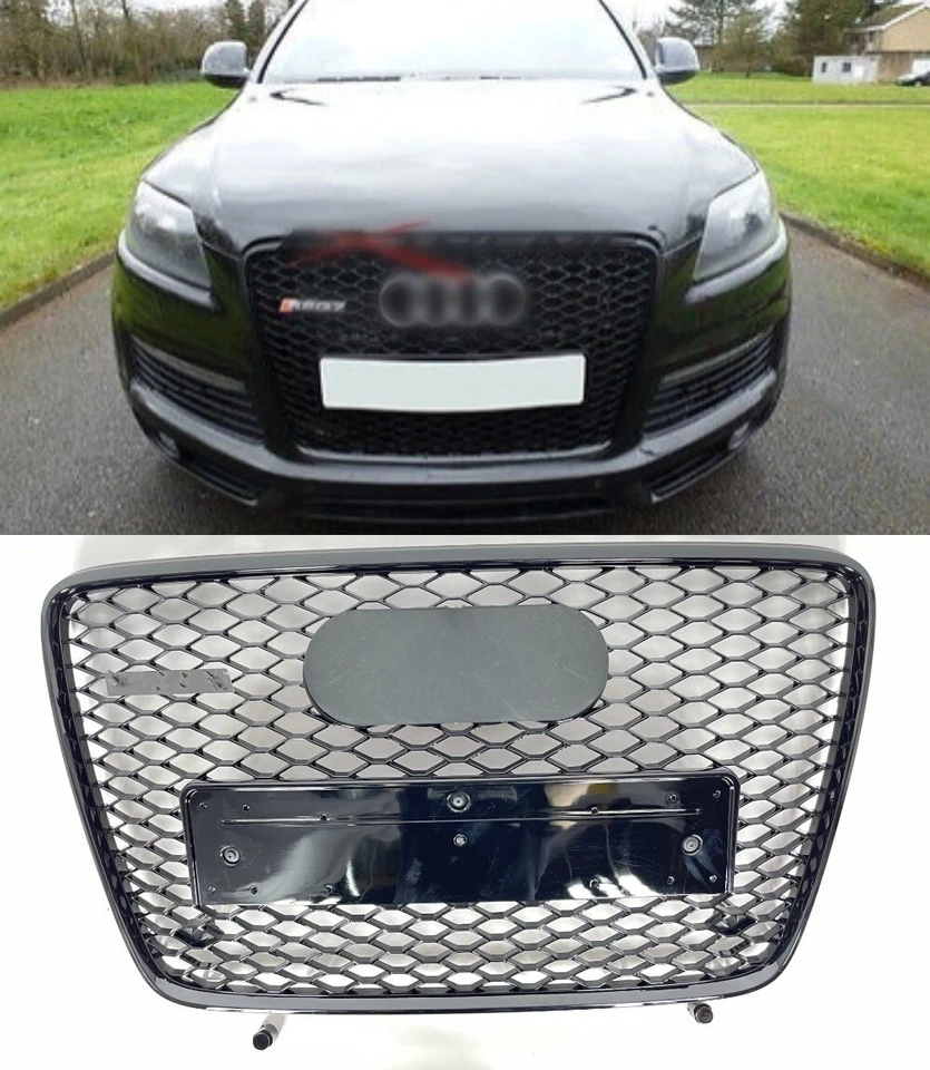 Parrilla delantera para Audi Q7 4L 2006-2015 rejilla de panal en RSQ7 look negro negro - Imagen 1 de 4