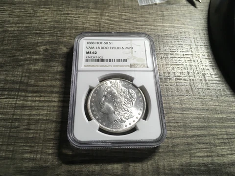 1888 MORGAN DOLLAR HOT-50 VAM-18 DDO EYELID & MPD MS62 NGC HOT 50 🔥 Cover