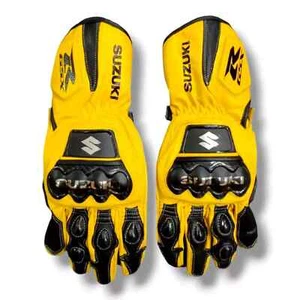 Suzuki GSXR Motorcycle Motogp Racing Leather Gloves - Picture 1 of 2