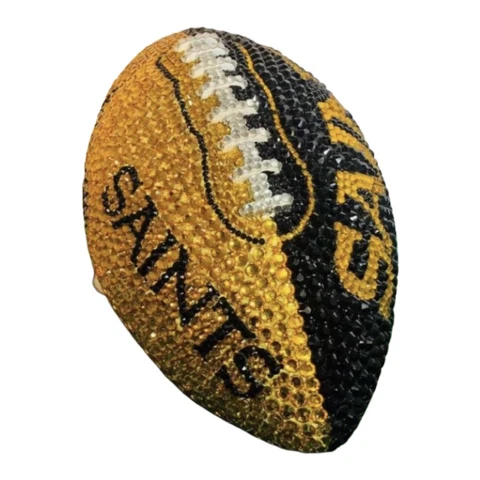 Handmade NFL New Orleans Saints Rawling Rhinestone Bling Football,Swarovski Mix Cover