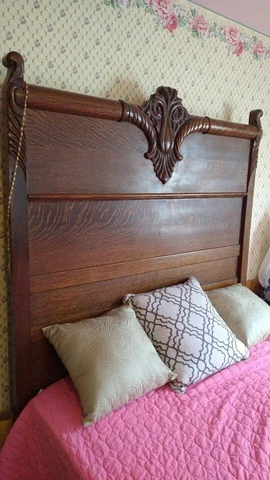 3 piece Dark Tigerwood Oak Antique Bedroom Set Cover
