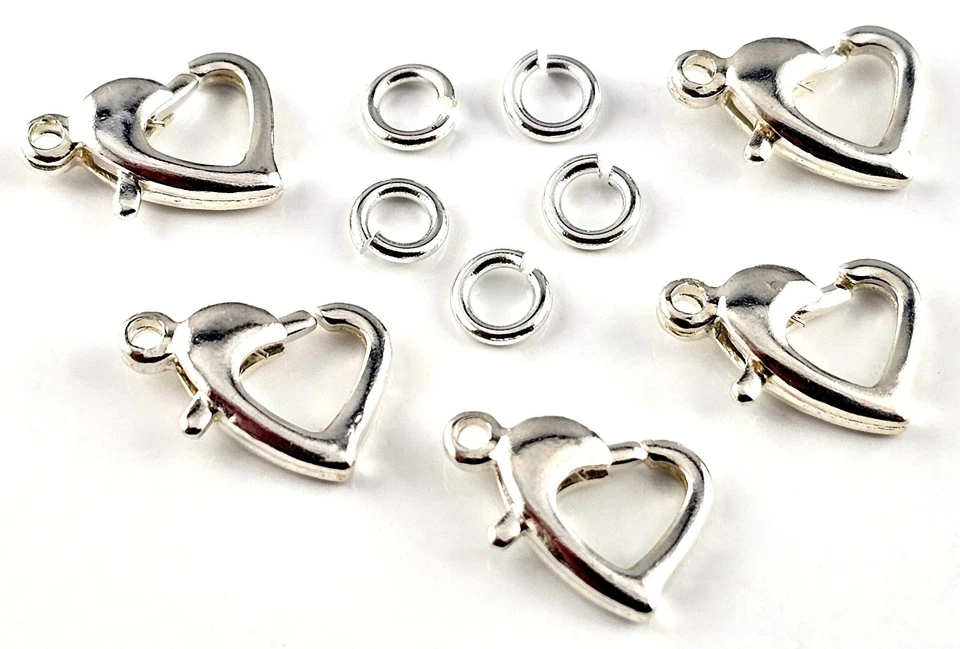 Kettenverschluss Karabinerverschluss Herz silber 9x13mm 5/10 Stück SERAJOSY - Bild 1 von 1