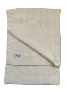 Pottery Barn Kids Cable Knit Baby Stroller Throw Blanket Ivory 33" x 35 unisex - Picture 1 of 8