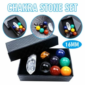 7 Chakra Stones Sphere Ball Reiki Healing Natural Gem Hexagonal Crystal Set Gift - Picture 1 of 6