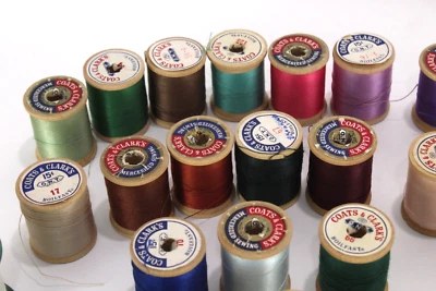 VTG Thread on Wood Spools Lot 51 Mercerized Boilfast Star Coats & Clarks Talon - Image 1 of 4