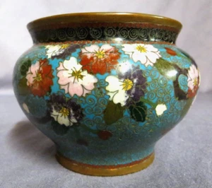 Good antique Japanese cloisonné bowl, floral decoration, early Meiji, c. 1870s - Picture 1 of 13