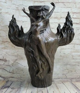 COLLECTIBLE BRONZE SCULPTURE STATUE Urn Unique Erotic Urn Vase Sensual Nude - Picture 1 of 7