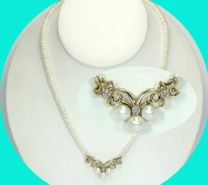 .06CT VS diamond pearl leaf pendant necklace 14K YG 19.2 GM 6.7 MM, 5.9 MM - Picture 1 of 8