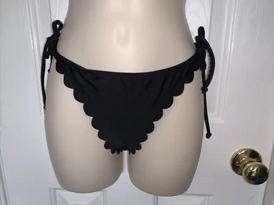 Women's Primark Atmosphere Black String Bikini Bottom Swimsuit Scalloped Edge 6 - Image 1 of 4
