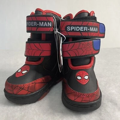 Marvel Spider-Man Winter Boots - Black W/ Red Light Up Bottom Toddler Sz 7 NWT - Image 1 of 4