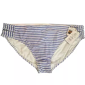 TIME & TRU Mid-Rise Swimsuit Bottoms 3X (24W-26W) Blue Stripe Strappy Sides NEW - Picture 1 of 10
