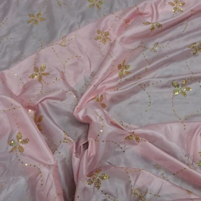 bestickter Taft - rosa Stoff Anlass Kleider & Dekor 60" - Bild 1 von 4