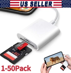 TF/SD Card Adapter Camera Reader for iPad iPhone6 7 8 Plus 13 14 15 Pro X Xs Lot - Picture 1 of 23