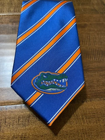 Florida Gators University SEC Eagles Wings Blue/Orange Striped Men's Neck Tie Cover