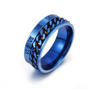 Römische Buchstaben Kette Ringe Herren Digital Titan Stahl Ring - Bild 1 von 9