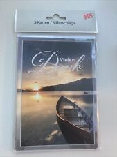 5 Trauer -Danksagungskarten Trauer-Karten mit Umschlag Motiv Meer mit Boot