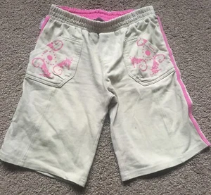 Reebok Girls Pink Brown Shorts Floral Cotton Pockets Summer Sports Junior Small - Picture 1 of 12