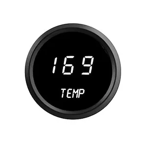 2 1/16" Digital Water Temperature Gauge White LEDs Black Bezel Made In The USA - Picture 1 of 9
