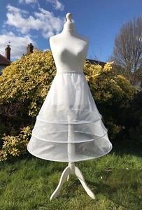 Tea Length Below The Knee, 3 Hoop Wedding, Bridal, Prom UK size 4-14 - Picture 1 of 2