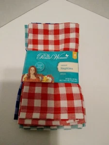 Pioneer Woman Gingham Tovaglioli Confezione 4 A Scacchi Colori Assortiti Ciascuno 18X18 In. - Foto 1 di 8