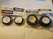 Nikko RC Front AND Rear Tire/Rim Set W/ Locknuts For F10 Frame Buggy NOS Rare