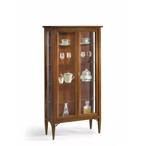 Showcase Multipurpose Classic Art Povera Walnut Dark With Glass 4 Shelves - Picture 1 of 4