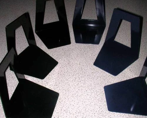 Buchstütze Buchstützen Buchständer schwarz blau klar transparent bunt