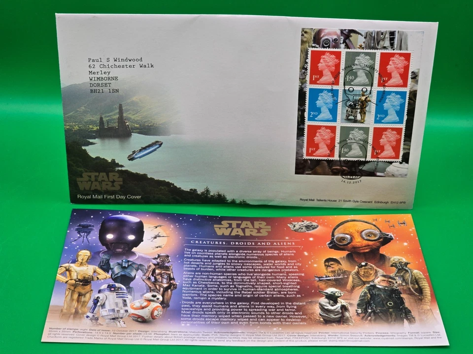 Star Wars - Droids and Aliens (October 12 2017) Machin First Day Cover + Insert - Image 1 of 1